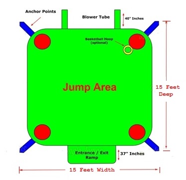 15x15 The Big House 2 Bounce House Schematic